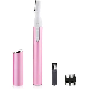 Electric Eyebrow Trimmer for Women, Facial Hair Razor Removal for Men, Mini Epilator for Bikini, Remover for Face, Chin, Peach Puzz, Lips, Body, Arms, Legs, Battery Operated