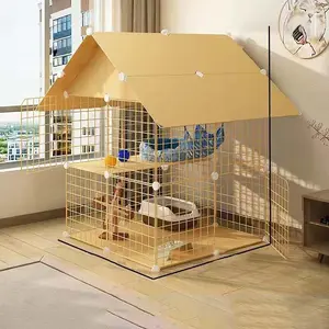 Double-Layer Cat Cage Villa, Home Use Large Space Pet House, Indoor Cat Shelter for Kittens, Comfortable Cat Condo