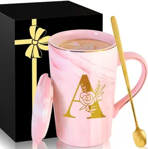 Personalized Ceramic Coffee Mug with Lid Tea Cup Women Female Teacher Gifts for Birthday Christmas Holiday Xmas Personalized Unique Custom Inexpensive Present