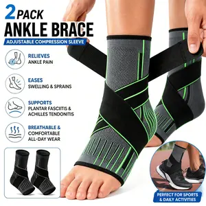 Ankle Brace for Plantar Fasciitis Relief (1 Pair) - Adjustable Compression Ankle Support Sleeve for Achilles Tendonitis, Sprains & Swelling Recovery