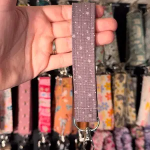 Dusty Plum Mini Floral Fabric Keychain Wristlet