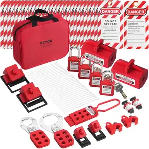 VEVOR Electrical Lockout Tagout Kit,  , 47 PCS Safety Loto Kit Includes Padlocks, Hasps, Tags, Nylon Ties, Plug Lockouts, Circuit Breaker Lockouts, and Carrying Bag, for Industrial, Electric Power