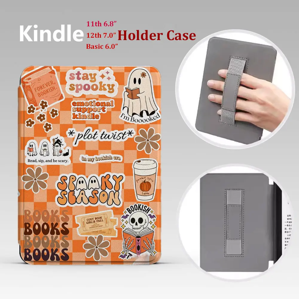 6 Designs Slim PU Leather Kindle Case for 6"/6.8"/7" Kindle Paperwhite Devices - Spooky Design,Auto Wake/Sleep, Lightweight, Durable Computer Tablet E-Reader Protective Cover Protection Casing