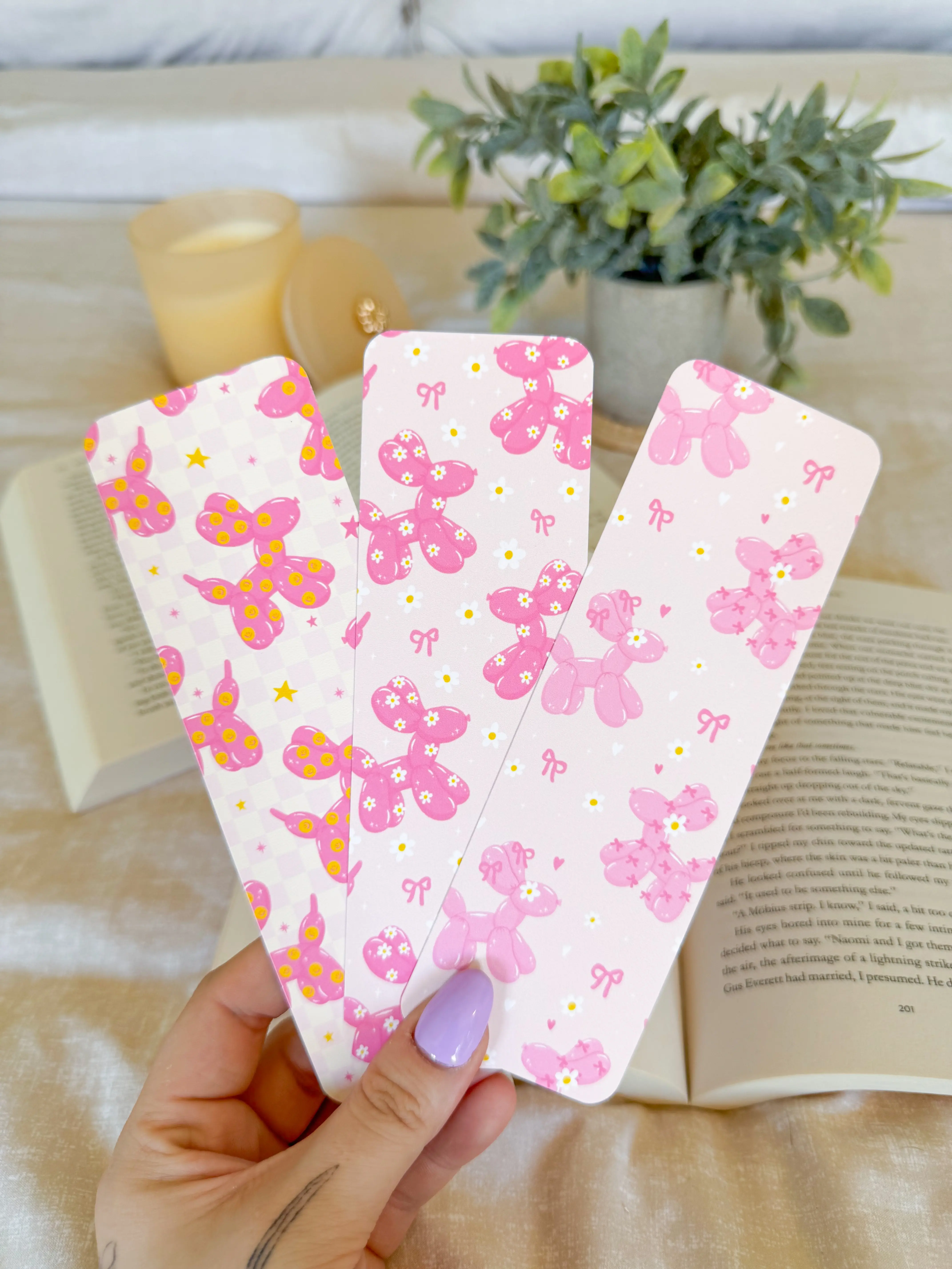 Balloon Dog Bookmark | Pink Balloon Animal Bookmark | Coquette Bow Bookmark | Daisy Bookmark | Book Lover Gift