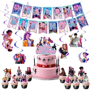 Anime Party Decorations, Cartoon Happy Birthday Decorations, Banner Suit, Includes Banners, Cake Toppers, Hanging, and Dessert Toppers