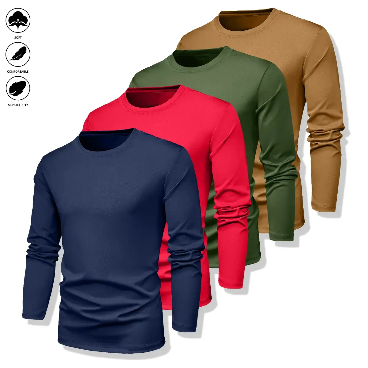 One pack contains four pieces: men’s Long Sleeve T-shirts and men’s casual athletic crewneck Long Sleeve tops. Soft, warm, and comfortable, they can be worn as stylish inner layers and are suitable for everyday gym workouts. Tshirt, Casual Style Tee,summe