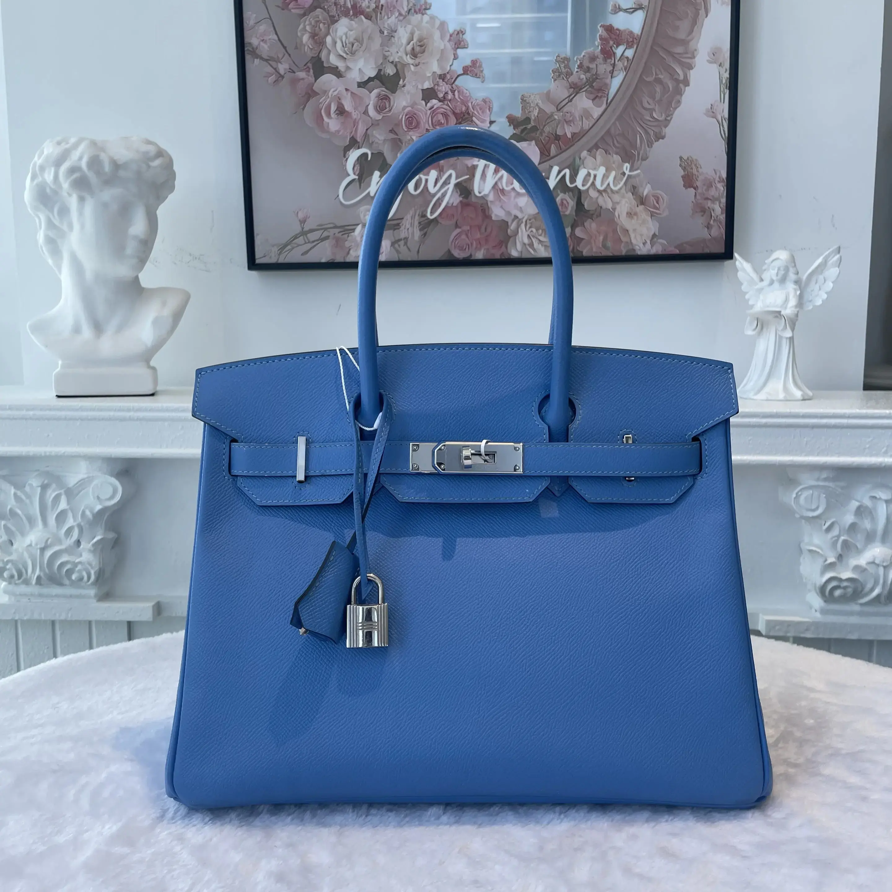Pre-owned HERMÈS As Shown Top Handle Bag BJ11014050758 Birkin 30 Blue(2T) [R]