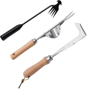 3 Pack Weed Puller Tool, Manual Hand Weeder Paver, Crack Weeder, Stainless Steel Crevice Weeding Digger Tool, Paving Brick Moss Removal, L-Shape Gardening Crack Sickle for, Lawn Edger and Driveway