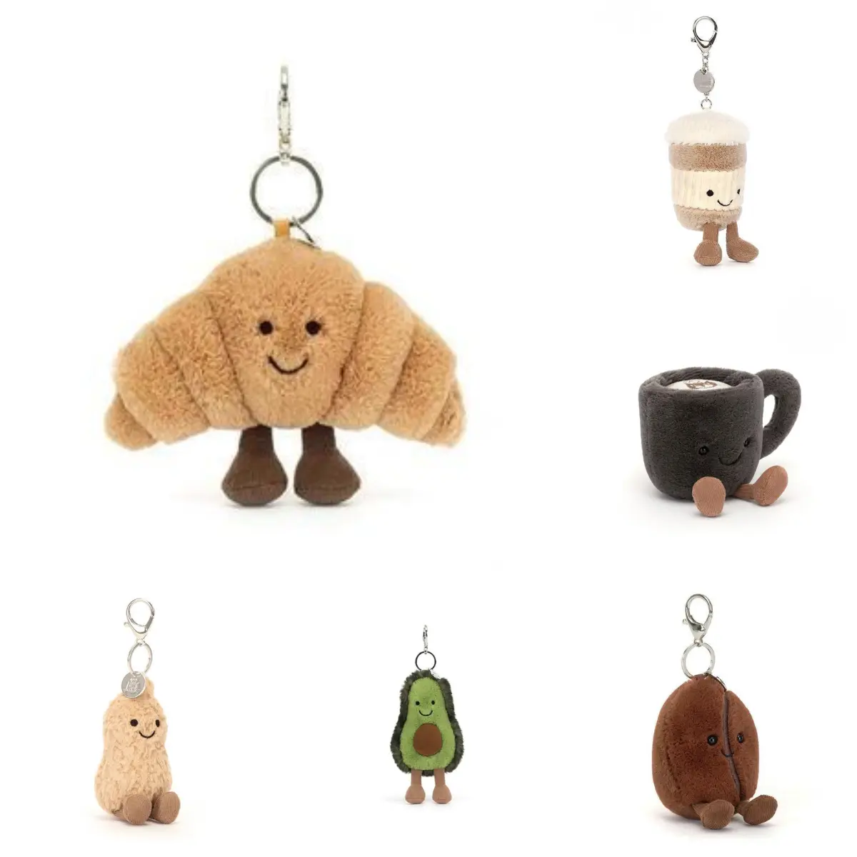 Adorable Jellycat Plush Bag Charm Keychain, Soft Kawaii Mini Stuffed Animal Toy, Trendy Gift Idea for Girls Kids Plush Collectors