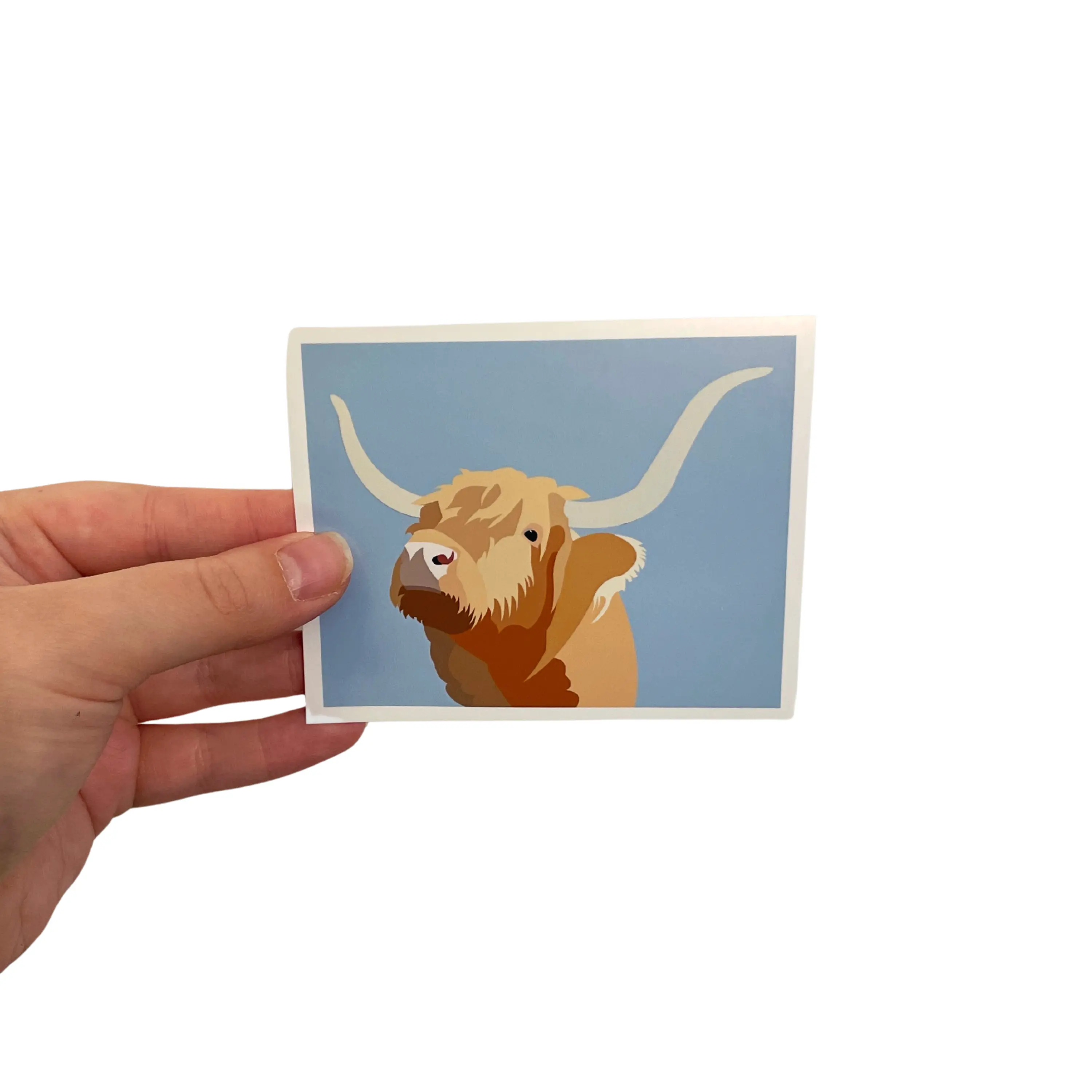 Highland Cow Glossy Vinyl Sticker – Scottish Hairy Coo Decal for Laptops, Water Bottles, Journals & Gifts
