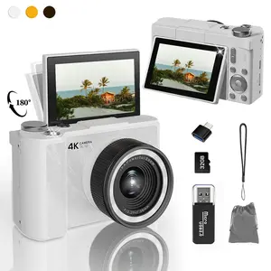 Digital Camera for Photography  with Fill Light, 4K Vlogging Camera, 16X Digital Zoom Compact Cameras, 180°Flip Screen Camera, 48MP Vlogging Camera with 32GB Card, Point and Shoot Digital Cameras