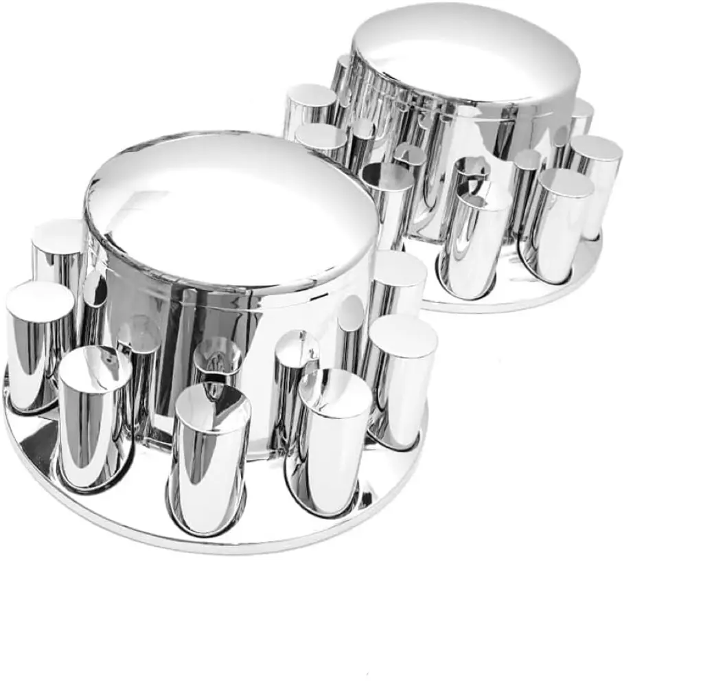 33mm Chrome Plastic Removable Rear Cylinder Axle Wheel Cover Set, Screw-On Lug Nut Covers for Semi Trucks, Trailers Automotive Car Accessory