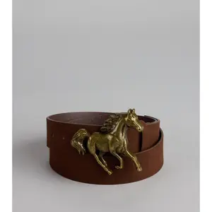 Frontier Flair Faux Suede Horse Buckle Belt