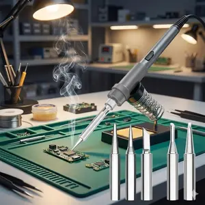 5-Pack & 10-Pack Replaceable Soldering Iron Tips Set - High-Temperature Nickel-Plated Tips for Electronics Repair, PCb soldering, diy projects. Durable Corrosion-Resistant Kit with Multiple Sizes for Efficient Heat Transfer