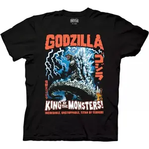 Godzilla Mens T-Shirt - Classic Vintage Lightning Godzilla Image With Kanji, Graphic tees, Men gifts, Men clothing , T Shirt for Men, Men graphic Tee