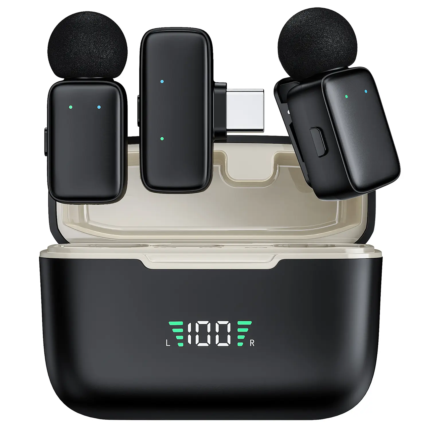 HITOZON 2.4G Professional Wireless Clip-On Lapel Mic - Clip-On, Noise Canceling, Voice Changer, Rechargeable, Lightning-Compatible for Smartphones & Cameras, Plug-and-Play for Live Streaming, Clip On Mic, Noise Canceling Mic
