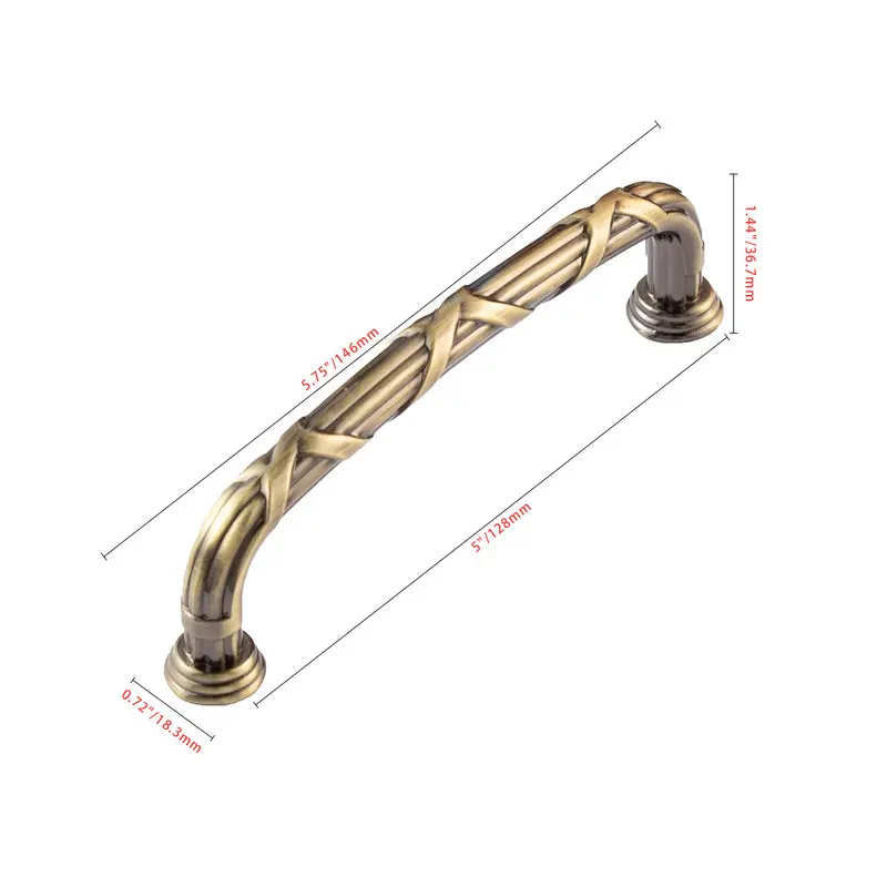 Utopia Alley HW444AB-5 Riga Pull Handle - Decorative Cabinet Drop Pull Handles for Cabinets and Drawers - Vintage Cabinet Hardware with Hand Finished Antique Brass - Metal Drawer Pull Handle, 5.0" Center to Center, 5 Pack