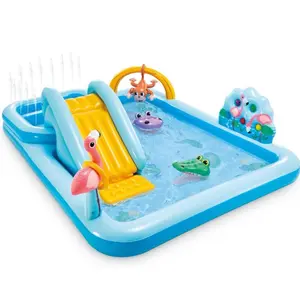 96"x78"x28" Inflatable Jungle Adventure Play Center - Backyard Kids' Water Slide, Outdoor Blow-Up Spray Kiddie Pool for Toddlers