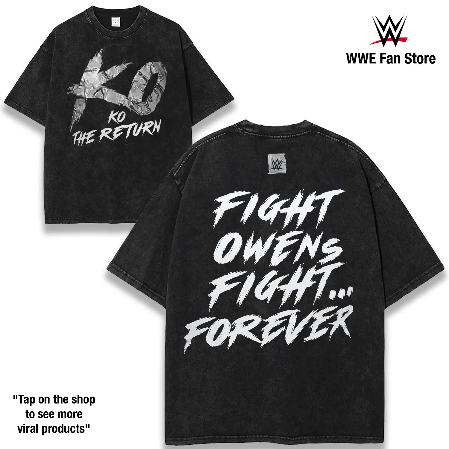 Men's Oversized Casual Short-Sleeve Cotton Fabric Kevin Owens KO The Return WWE Vintage Graphic T-Shirt - Prizefighter, Fight Owens Fight Forever, Universal Champion, WrestleMania Main Event Star, Stunner Master, Hardcore Brawler, WWE Fan Gift