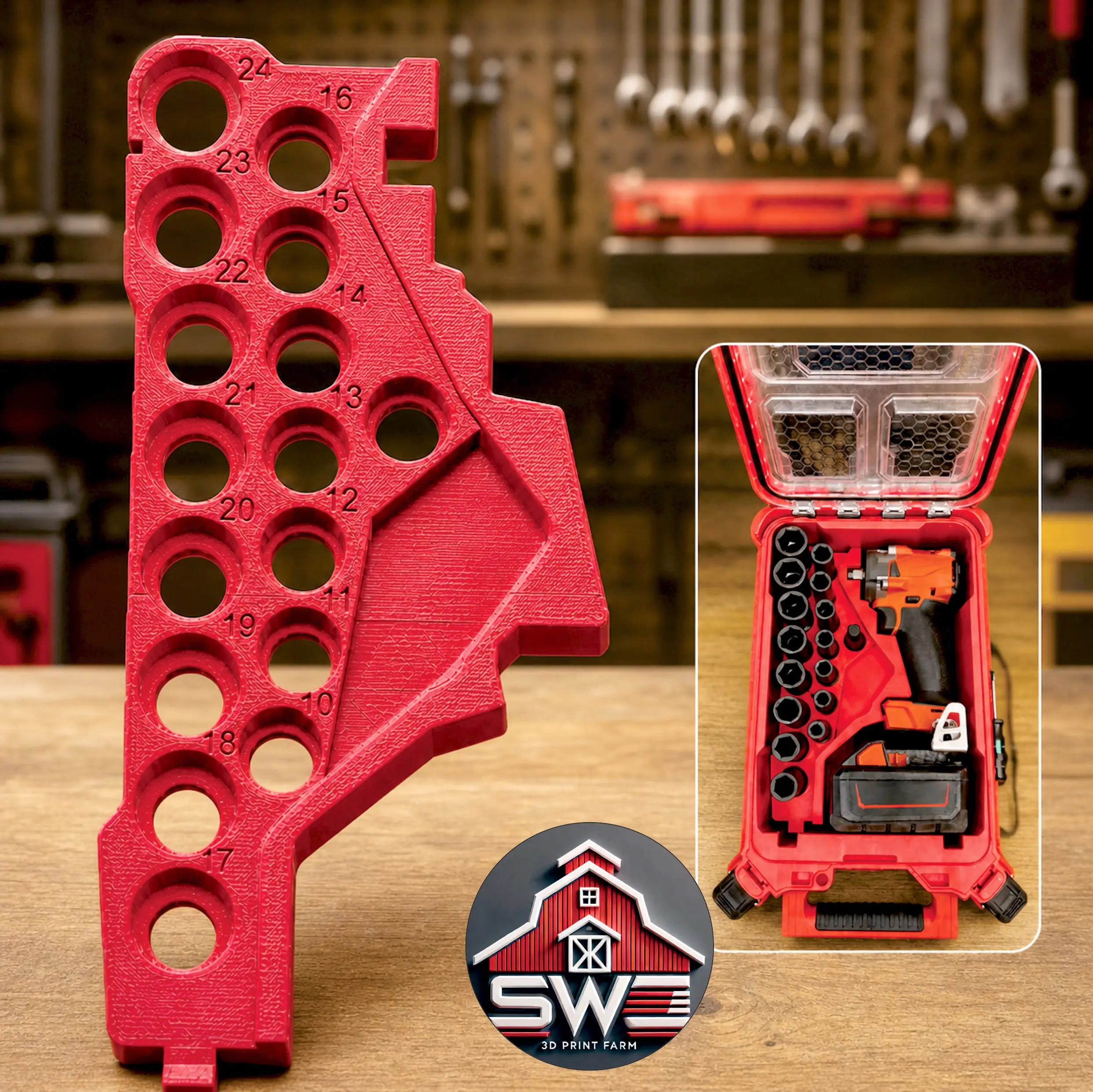 M18 Impact Wrench 2855-20 & 16PC 1/2 in Socket Set Insert Organizer for Milwaukee Packout 48-22-8435