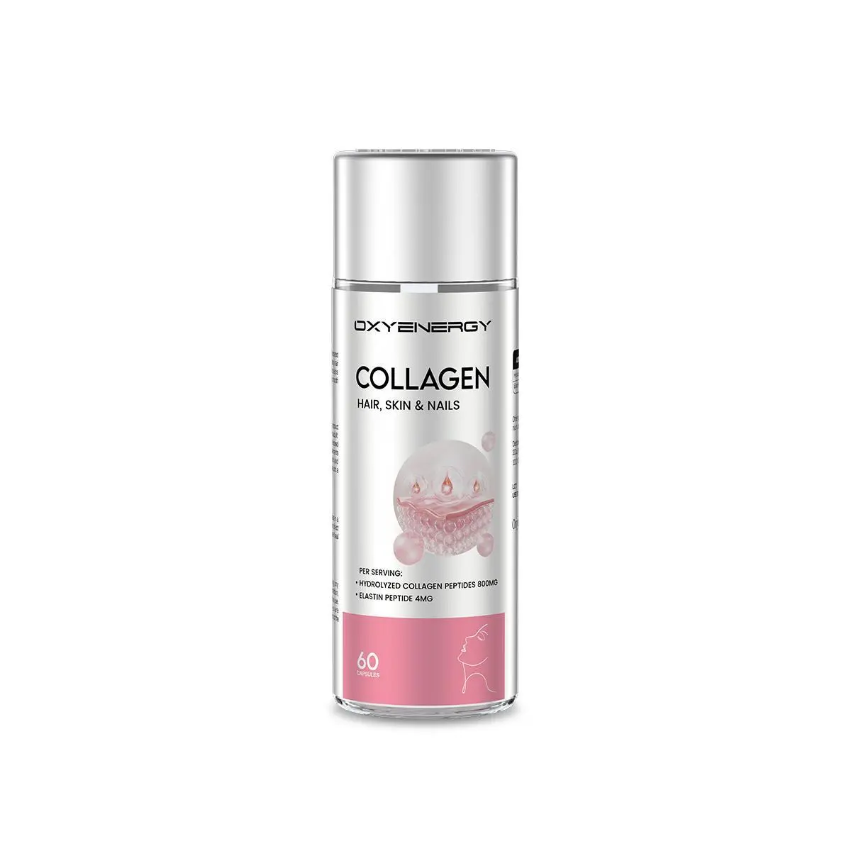 Oxyenergy Marine Collagen Beauty Capsules - Low Molecular Supplements with Dual Peptides, Vita Pink Multi-Collagen, Amino Acids, Sugar-Free Adult Skin Care Support (60 or 180 Capsules/Bottle) for Skin, Hair, Nail Benefits, Low Molecular Collagen Supplemen