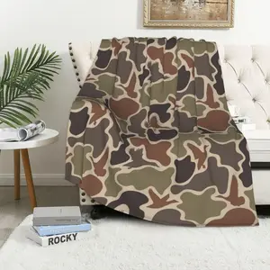 Retro Vintage Camouflage Print Fading-Resistant Hunting Duck Throw Blanket, 280GSM Soft Cozy Stylish Blanket for Hunters, Outdoor/Travel Home Gift for Adults, Soft Cozy Blanket