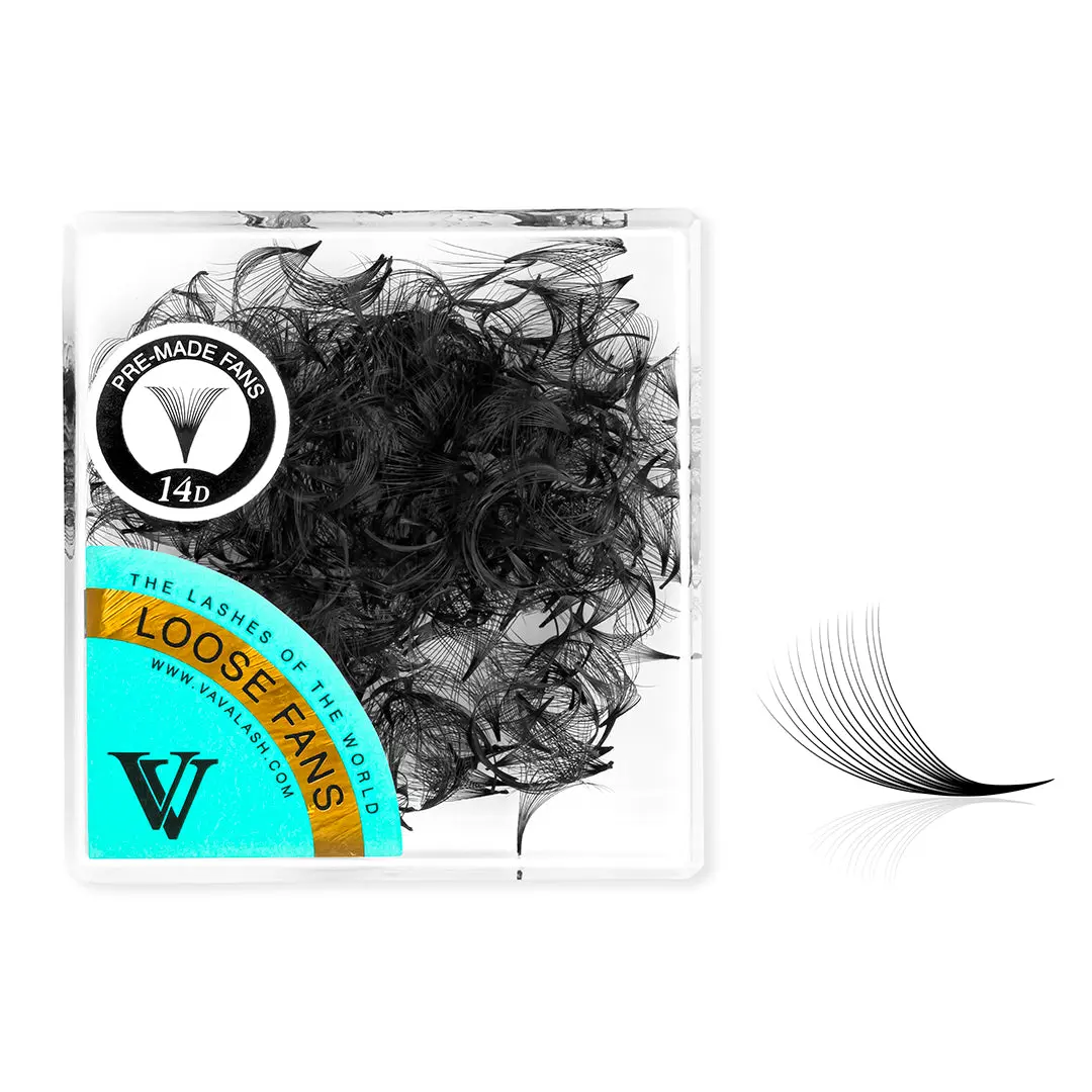 14D Premade Loose Fans for Mega Volume, 500-Count Fluffy Handmade Lashes, Heat-Bonded with a Pointy Base, Eyelash Extension, Cosmetic, C Curl, Lash Extensions, Korean, Makeup, 8-16Mm, 500-Count Pack, 0.07Mm, 100% Handmade, Korean Pbt, C/D Curl