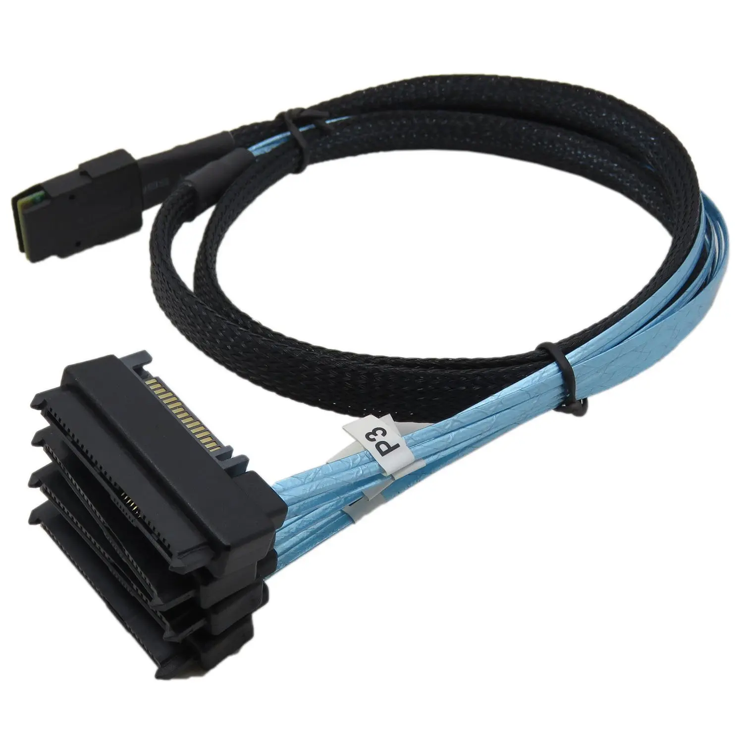 Mini SAS 36 SFF-8087 to (4) SFF-8482 Connectors with SATA Power 1m