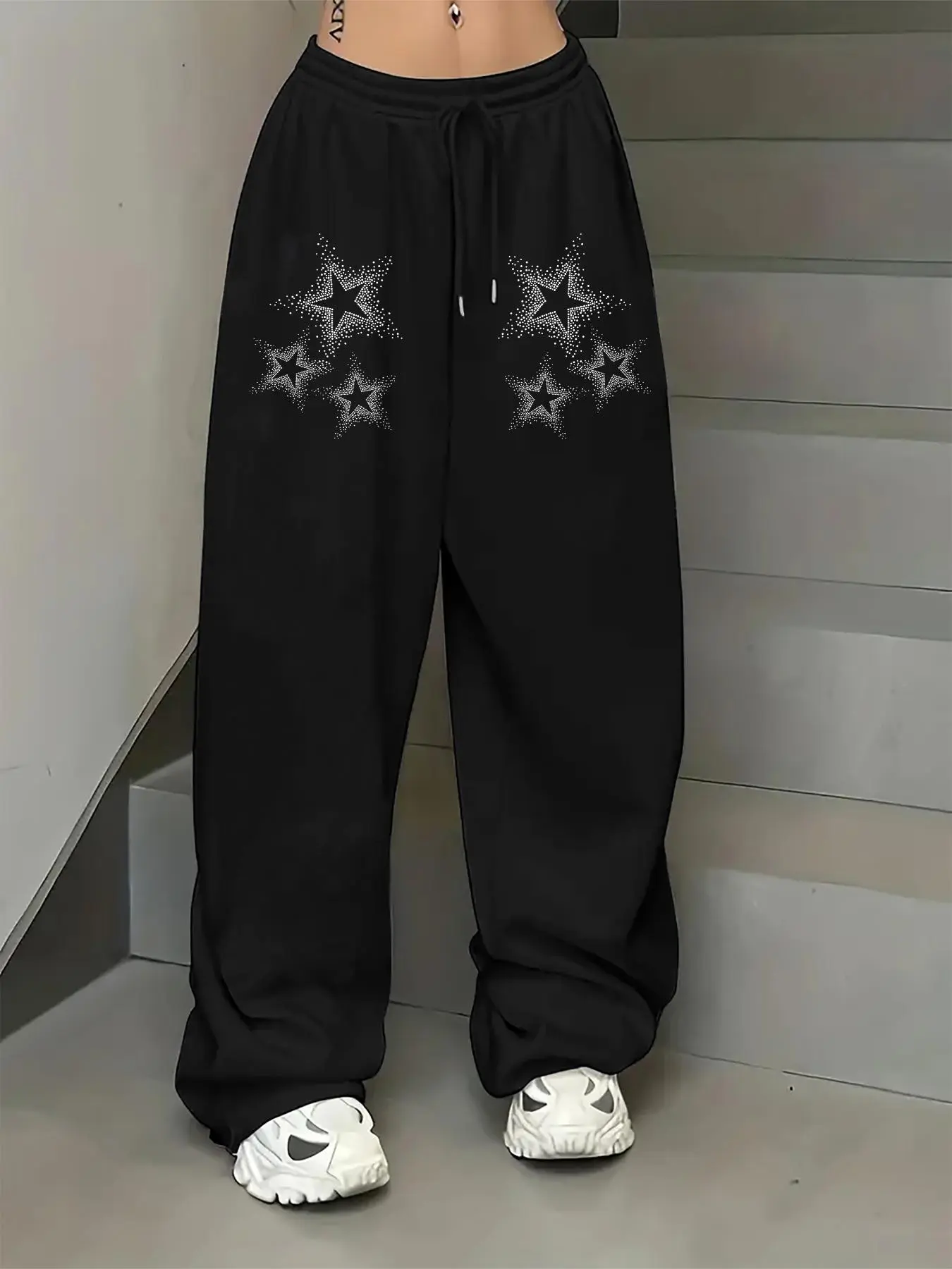 Women's Star Print Drawstring Waist Sweatpants, Casual Street Jogger Pants for Daily Wear, Ladies Bottoms for Summer