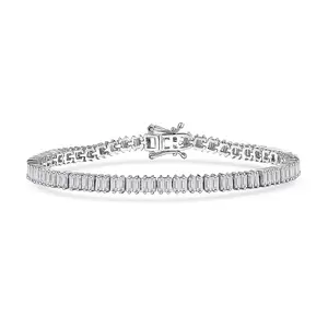 Luxuriant Lab Grown Diamond GH SI 4.25 ctw Radiance Tennis Bracelet in Rhodium Over Sterling Silver 7.25 In Christmas Gifts