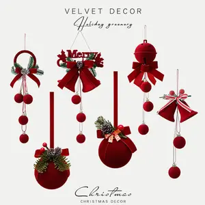 Nordic Velvet Christmas Bell Ornament, Festive Window Hanging Decor, Elegant Holiday Decoration for Home & Shop Displays