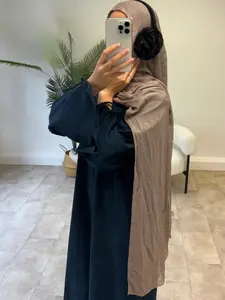 Women's Velvet Dress with Bow Tie Sleeves, Modest Long Sleeve Islamic Clothing for Ramadan & Autumn Winter Wear, Modest Muslim Outfits