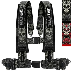 50 Caliber Elite Racing Harness 4 Point Ultra Kush Padding 2" & 3" with Push Button Release for UTV Enthusiasts