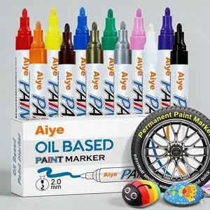 12-Color Tire Marker Pen, Oil-Based Tire Lettering & DIY Detail Pen Paint Marker, Waterproof, Quick-Dry, Long-Lasting Marker for Metal, Wood, Plastic, Rock, Canvas, Glass, Rubber