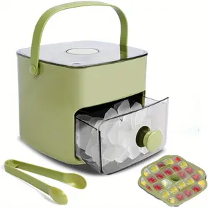 Ice cube trays with lids and trash can ice trays, for ice maker ice molds, used in beverage dispensers, whiskey, beer, cocktails, coffee, including 2 trays and an ice storage box with tweezers