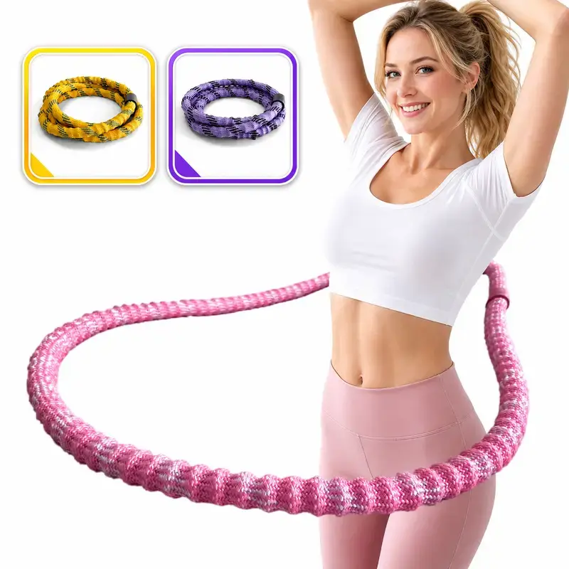 Weighted Hula Hoop - 3.3lb Alloy Soft Spring, Foldable Workout Equipment, Quiet No-Jam Double Connection Design, Easy Storage for Home Workout & Home Gym Equipment Needs fire fitness adult