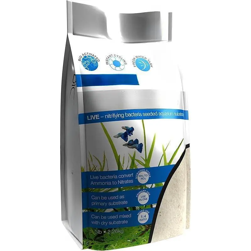 5lb Bio-Active Aquarium Sugar Sand Substrate - White, Nitrifying Beneficial Bacteria Seeded, Natural Water Filter, Safe for Freshwater & Saltwater Fish Tanks (Pet Reptile & Amphibian Decoration Supplies)