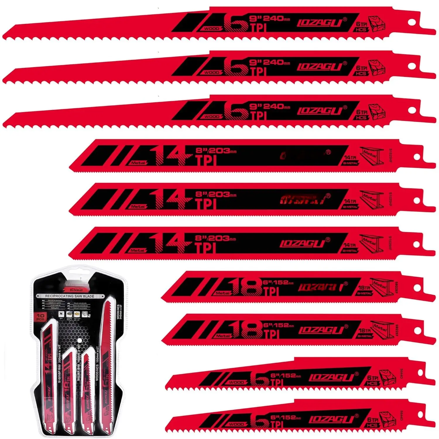 10- Reciprocating   Set, 6 to 9 Inch Metal/Woodcutting  , Pruner