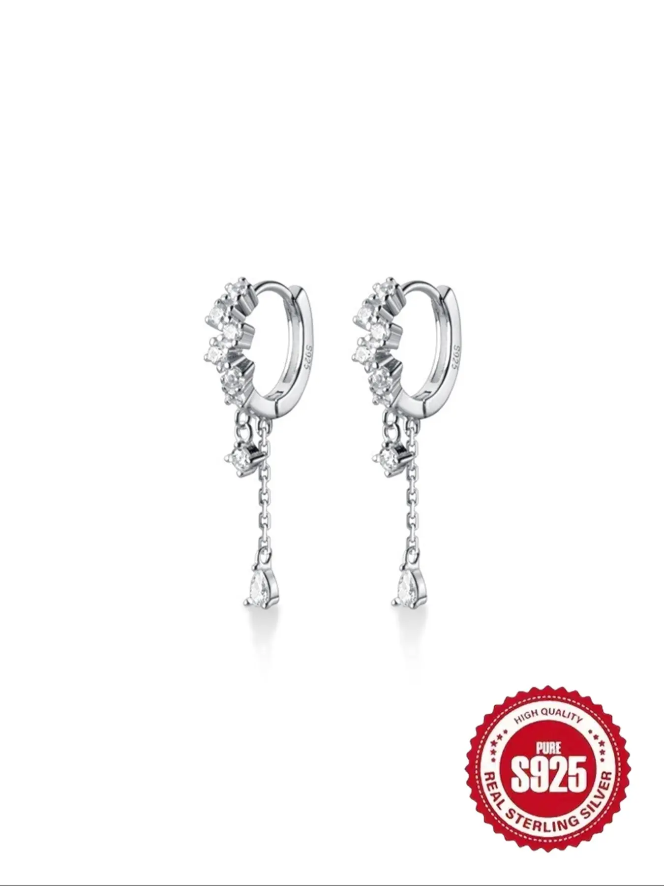 Luxury 925 Sterling Silver Dangle Teardrop Earrings, Elegant Minimalist Earrings for Women, Perfect Gift for Special Occasions, Long-Lasting Fashion Design
