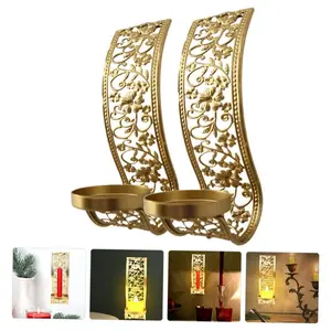 Wall Mounted Candle Holder, 2pcs/set Vintage Metal Pillar Candle Holder, Pillar Candle Stand For Home Decor, Halloween