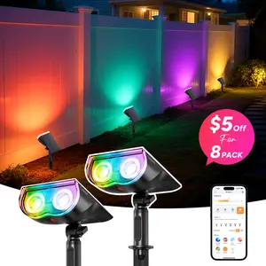 [$5 Off for 8 Pack] Linkind Smart Solar Spotlight Outdoor APP Control Color Changing IP67 Waterproof Landscape Lighting for Yard Garden Pathway Summer Vibes