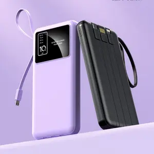 10,000 mAh Portable Charger Power Bank, Mini Battery Pack with 4 Built-In Cables, USB Charger Mobile Power Bank for iPhone 13–16 and Samsung Android Phones, External Battery Pack, USB Battery Powered, Portable Power Supply