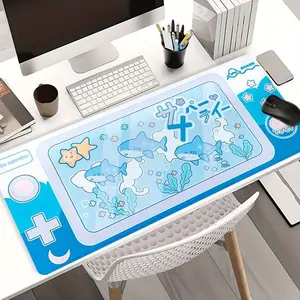 Cartoon Shark Pattern Mouse Pad, Rectangle Gaming Mouse Pad, Office Desk Keyboard Mat, Desk Accessories for Home Office Desk, Desk Setup