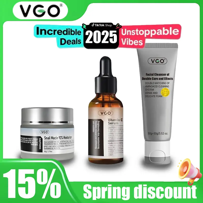 VGO-Vitamin C Serum, Moisturizer, and Facial Cleanser Set Cleansing Moisturizing Suitable for sensitive skin-Live Skincare Radiance-A Comfort Skin Repair