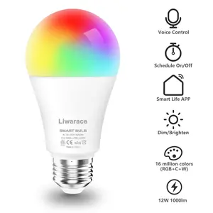 A60 Smart Life WiFi Smart RGB Light Bulb (White / 12W E26) | Remote Control via Mobile App, Full-Color RGB Dimming | Supports Alexa & Google Home Voice Control | Ambient Lighting / Versatile for Everyday Home Use