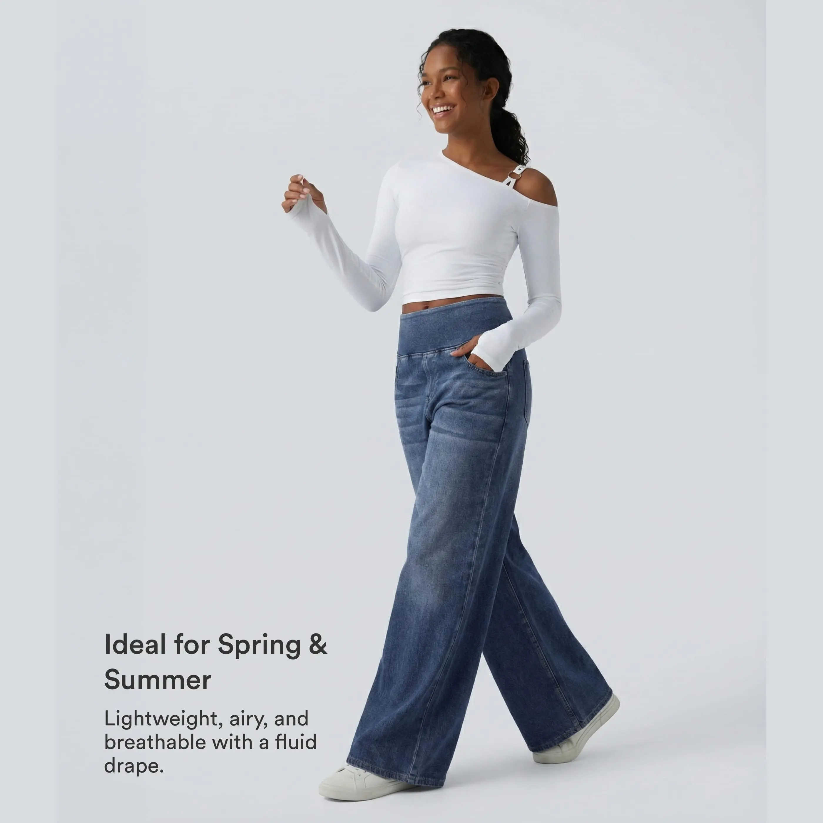 Halara Flex™ Mid Rise Draped Lyocell Washed Casual Baggy Wide Leg