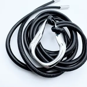 Tie-up Loop Black Wrap Rope belt in soft leather
