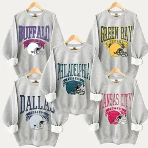 Vintage Football Sweatshirt Hometown Team Pullovers Sublimation Print Long Sleeve Casual Fabric Menswear Soft Cozy Retro Style Comfortable All-Season