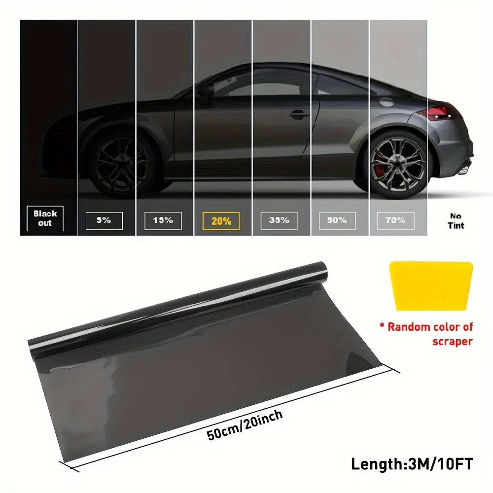 Uncut 5% VLT Black Automotive Window Tint Roll - 19.69x118in (300x50cm) Exterior Film, Car Privacy Protector for Cars, Trucks, with Heat Insulation, UV Block, High Definition, Sun Protection, 1-Way Mirror, Bubble-Free, One-Way Mirror