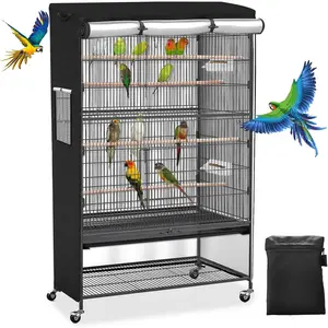 Roasivi Universal Large Bird Cage Cover Bird Cage Covers for Night Light-Blocking & Breathable Fit for Parrots and Other Small Animals Waterproof Durable Oxford Fabric 26" L x 19" W x 40" H Black
